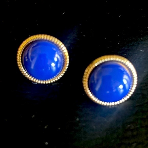 WHBM | Blue stud earrings with gold edging for pierced ears - Picture 1 of 9